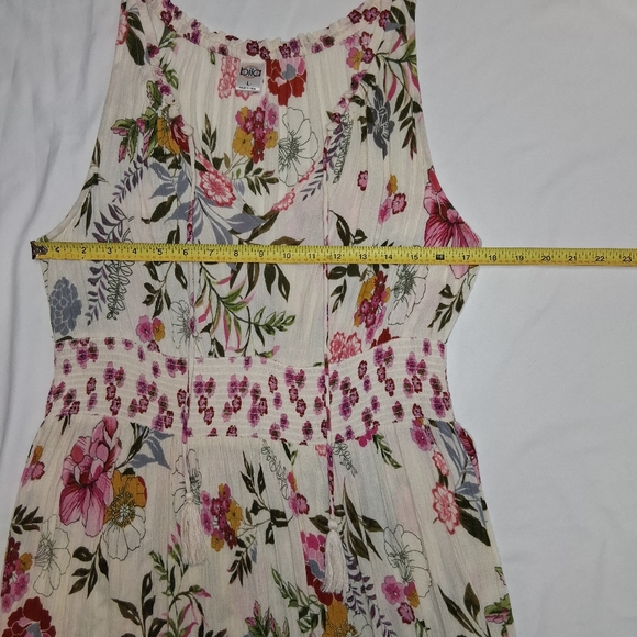Bila Floral Midi Dress with Pink and Green Accents.summer Breeze Boho Sz L - Picture 3 of 16